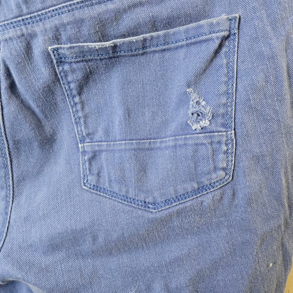 Y2K Distressed Straight Leg Jeans Size 12 Grunge Indie Blue Denim Lowkey Alt - Picture 12 of 13